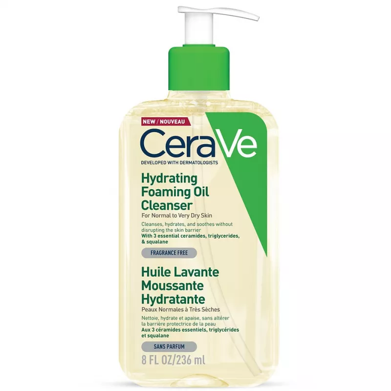 CeraVe Huile Lavante Moussante Hydratante - Soin Lavant Relipidant, 236ml