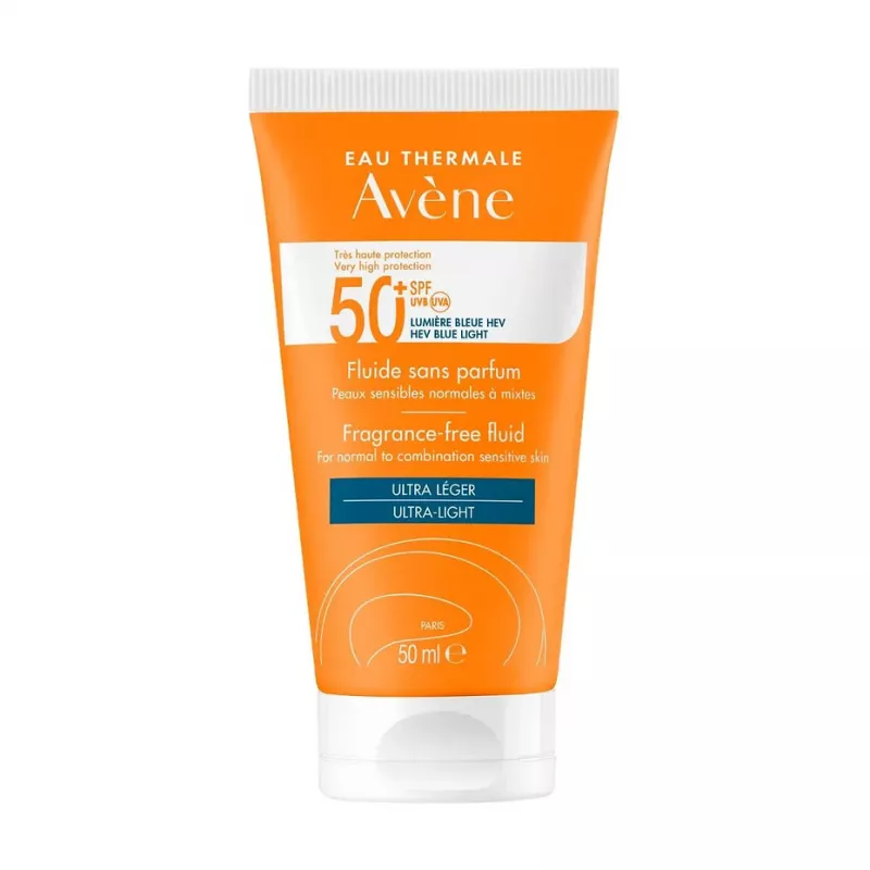 AVENE SOLAIRE - Fluide Sans Parfum SPF50+ Peaux Sensibles normales é mixtes 50ml