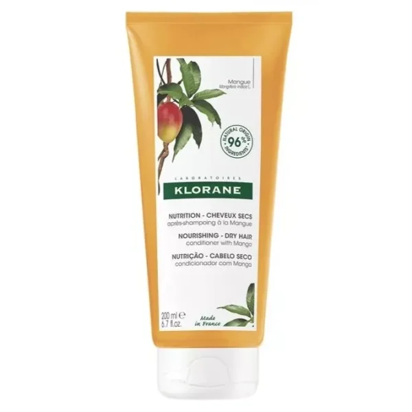 Klorane Mangue Baume Après-Shampoing 200 ml pour nourrir et démêler les cheveux secs et abîmés