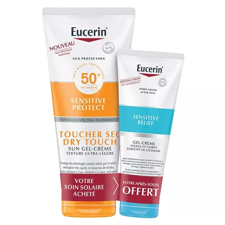 Eucerin Sun Sensitive Protect Gel-Créme Toucher Sec SPF50+ 200ml + Aprés Soleil