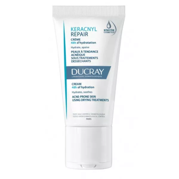 Ducray KERACNYL REPAIR Créme Hydratante et Apaisante - Peaux é Tendance Acnéique, 50ml
