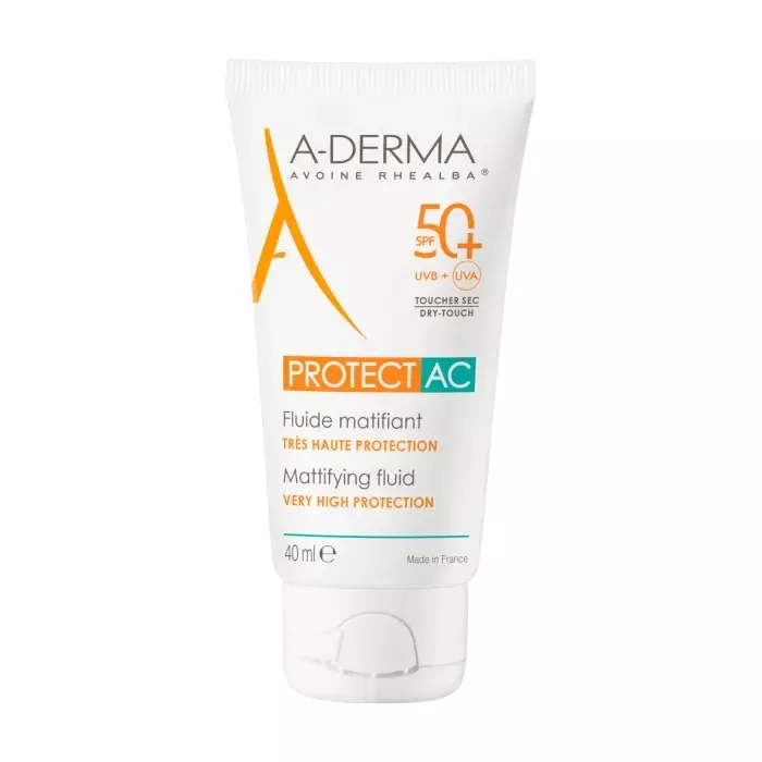 A-DERMA Protect AC Fluide Solaire Visage Matifiant SPF50+ 40ml