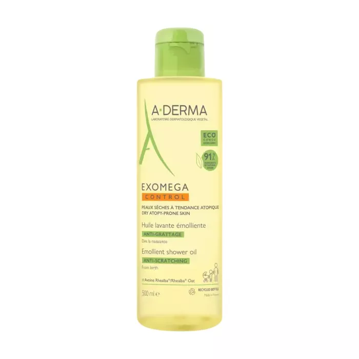 A-Derma Exomega Control - Huile Lavante émolliente Anti-Grattage - Peaux Séches et Atopiques - 200ml