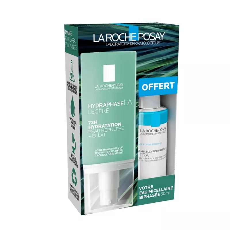 LA ROCHE POSAY COFFRET HYDRAPHASE HA - Créme Légére Peaux Normales é Mixtes, 50ml + Mini Eau Micellaire Biphasée 50ml Offerte