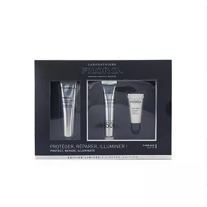 FILORGA coffret Protect, Repare, Illuminate Limited Edition Set: Neocica 40ml + UV-Defence SPF50 15ml + Meso-Mask 7ml