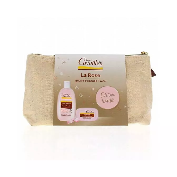 ROGE CAVAILLES  trousse creme de douche beurre déamande et rose 250ml + un savon 115g