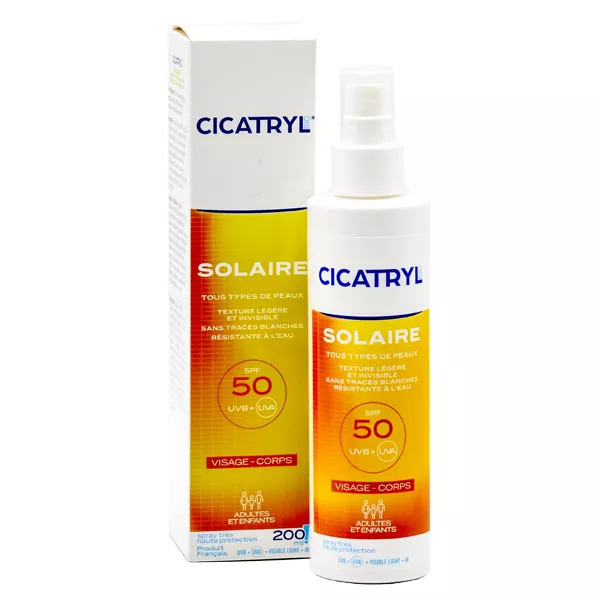 Cicatryl SPRAY Solaire Spf 50 Visage et Corps Spray 200Ml