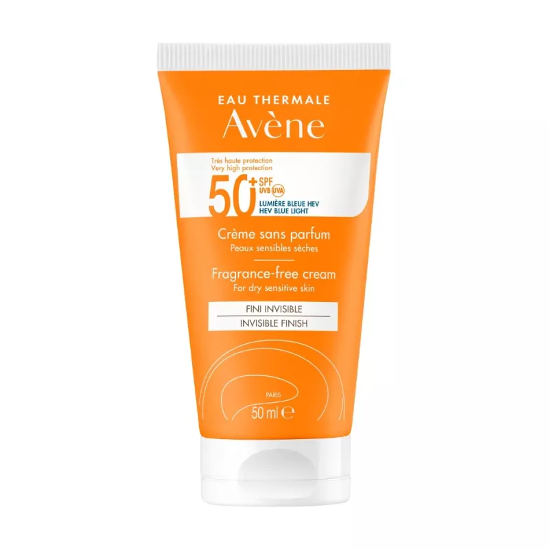 AVéNE SOLAIRE - Créme Fini Invisible SPF50+ Sans Parfum Peaux Sensibles et Séches, 50ml