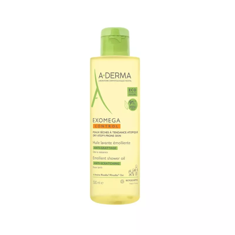 A-DERMA EXOMEGA CONTROL - Huile Lavante émolliente  - Visage et Corps - 500ml