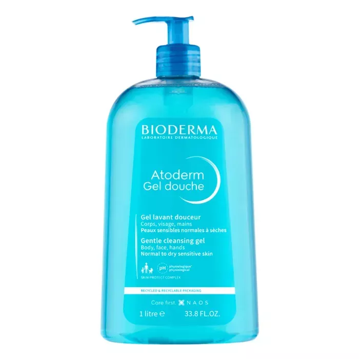 BIODERMA ATODERM - Gel Douche Lavant Douceur - Visage et Corps - Peaux Sensibles Normales é Séches, 1L