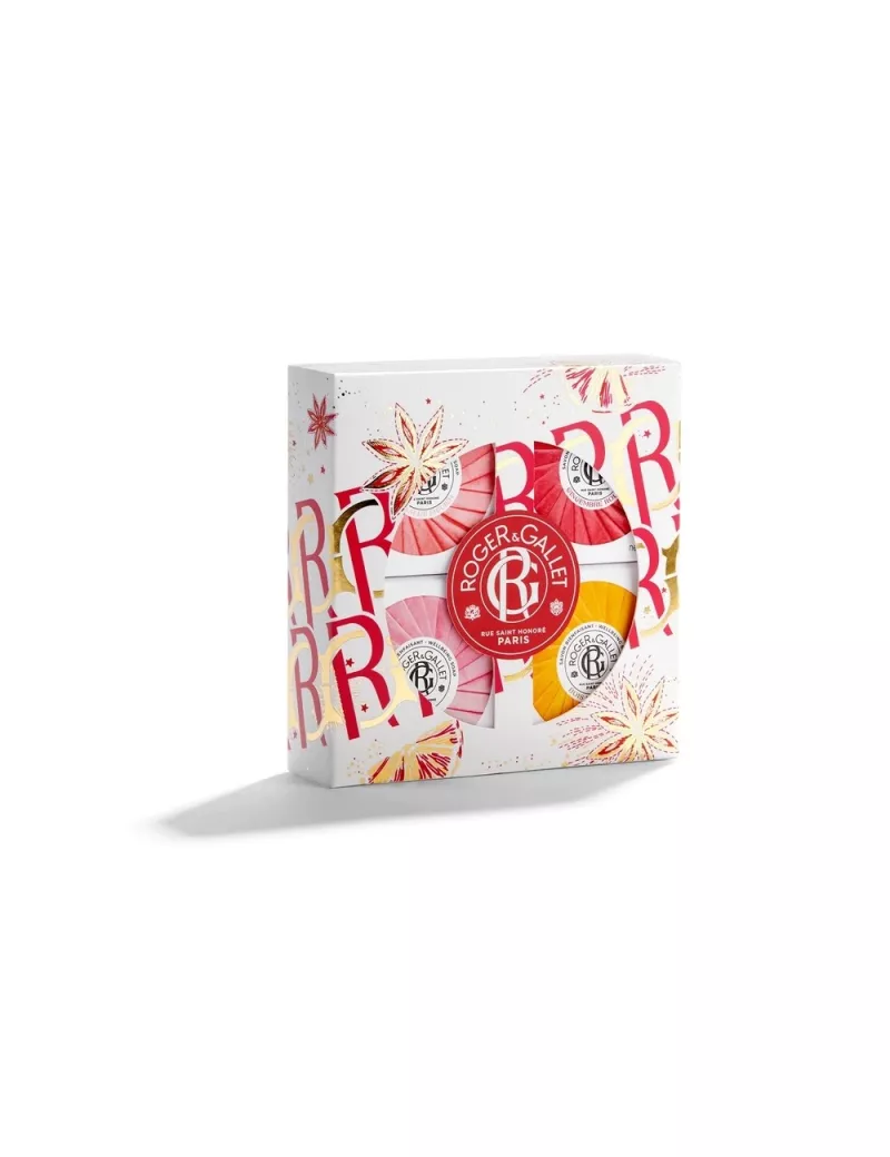 ROGER & GALLET Coffret 4 savons Fleur de Figuier, Gingembre Rouge, Bois d'Orange, Rose
