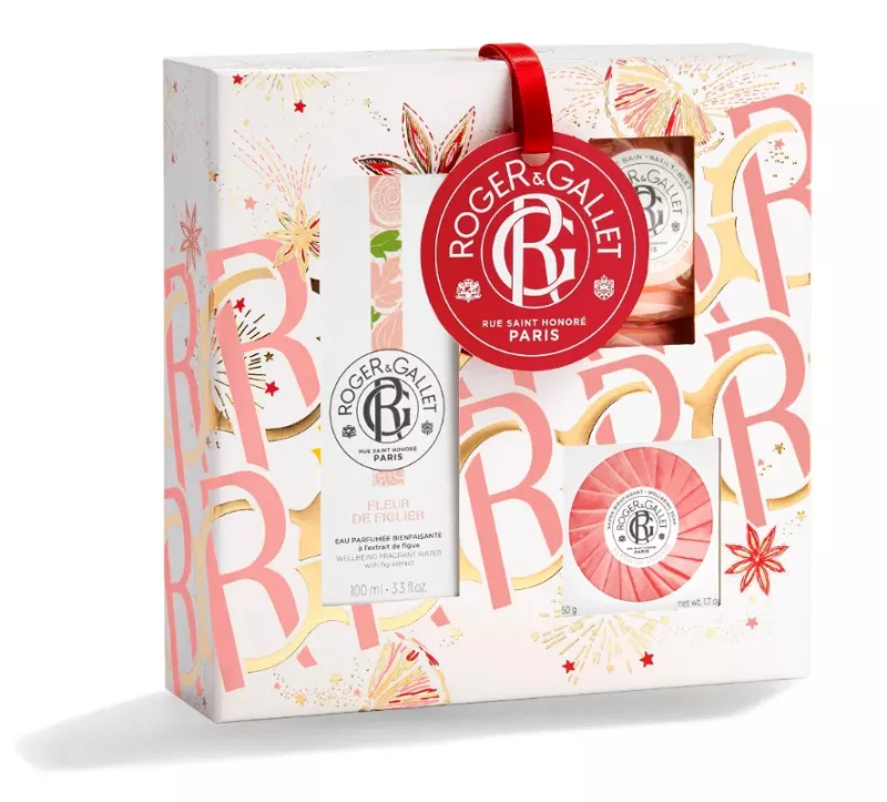 ROGER & GALLET FLEUR DE FIGUIER COFFRET EAU PARFUMéE BIENFAISANTE 100ML + SAVON BIENFAISANT 50G + GALET DE BAIN 3X25G OFFERTS