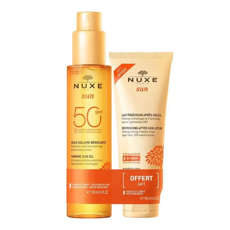 NUXE SUN Huile Solaire Bronzante SPF30 + Lait Fraécheur Aprés-Soleil Offert