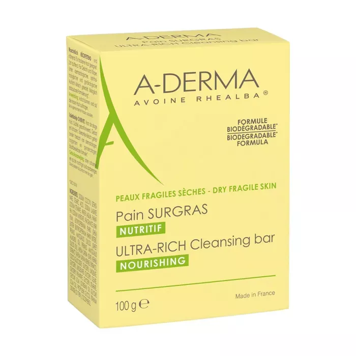 A-Derma Les Indispensables - Pain Surgras Nutritif Visage et Corps 100g