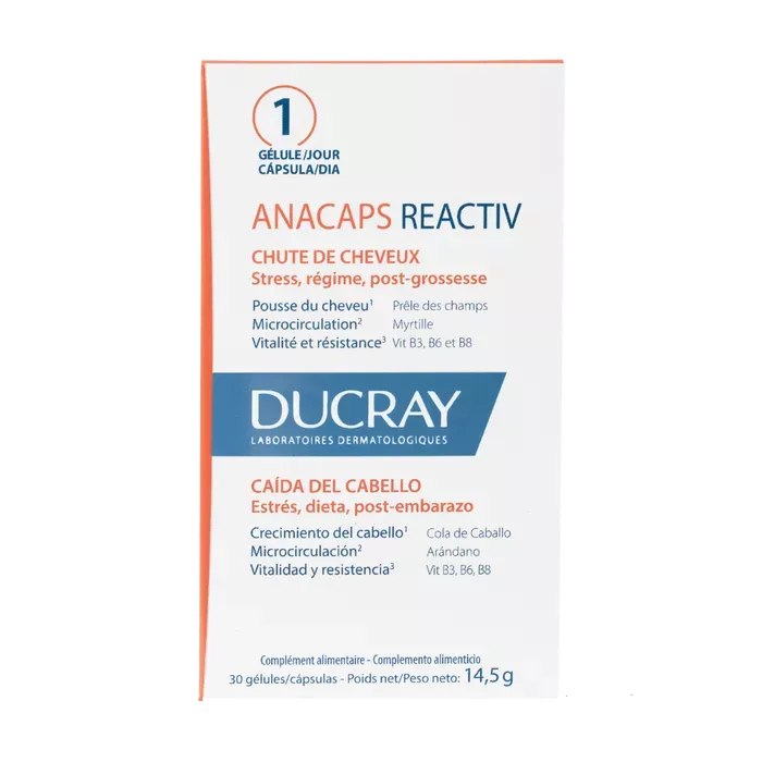 Ducray Anacaps Reactiv - Compléments Alimentaires Chute de Cheveux Réactionnelle - 30 Gélules