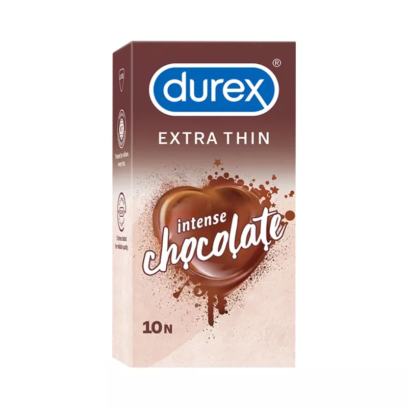 Durex Extra Thin Intense Chocolate Flavoured - 10 Préservatifs (1 Paquet de 10)