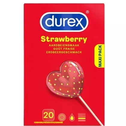 Durex STRAWBERRY Flavoured - 20 Préservatifs (1 Paquet de 20