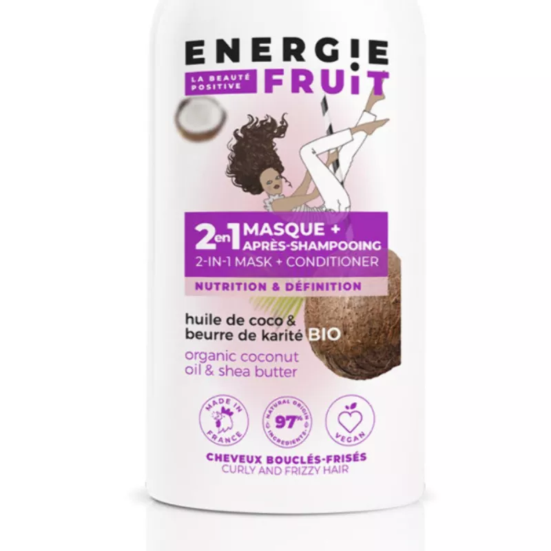 énergie Fruit  Masque 2 En 1 - Cheveux Boucles - Coco & Beurre De Karité Bio 300ml