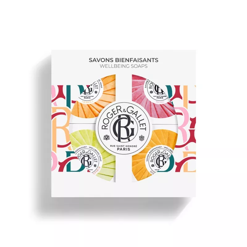 Roger&Gallet Coffret 4 Savons Bienfaisants  é Néroli, Rose, Fleur d'Osmanthus, Bois d'Orange