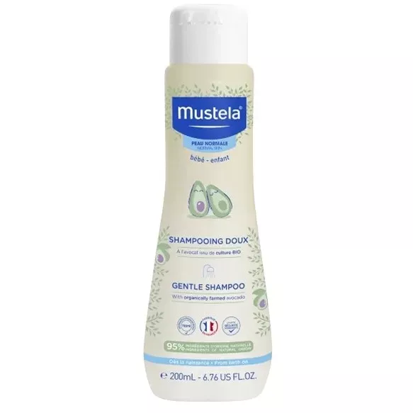 Mustela Bébé Shampooing Doux é léAvocat Bio 200ml é Nettoyage & Hydratation Cuir Chevelu