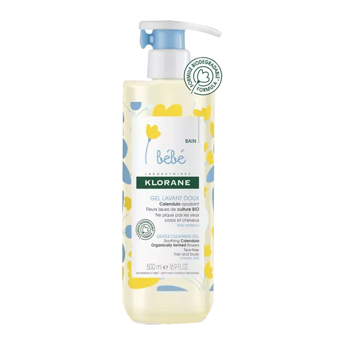 Klorane Bebe  Gel Lavant Doux au Calendula Bio  Corps & Cheveux é 500 ml