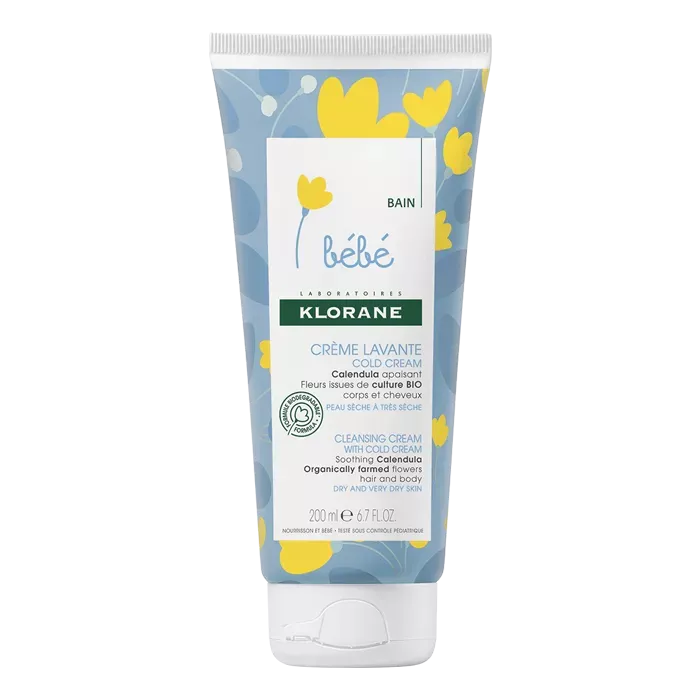 Klorane Bebe é Créme Lavante Corps & Cheveux au Cold Cream et Calendula é Peaux Séches é 200ml
