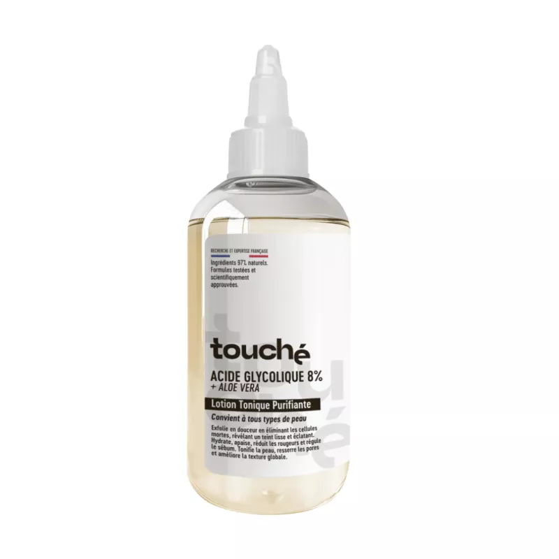 TOUCHE Lotion Tonique Acide Glycolique 8% é Peau Lisse et éclatante é 250 ml