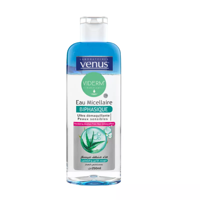 VENUS Eau Micellaire Biphasique é Aloe Vera é Peaux Sensibles é 250 ml