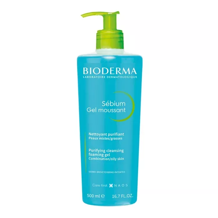 Bioderma Sébium Gel Moussant Nettoyant é Visage et Corps é Peaux Mixtes é Grasses é 500ml