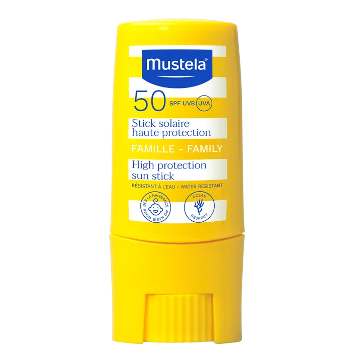 MUSTELA Bébé – Stick Solaire Haute Protection SPF50 Famille – 9 ml