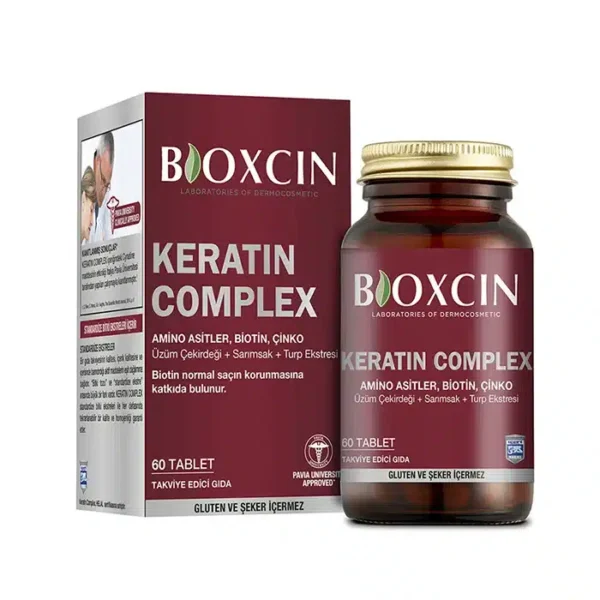 Boîte de Nutraxin Bioxcin Complexe Kératine – complément fortifiant cheveux, ongles et peau