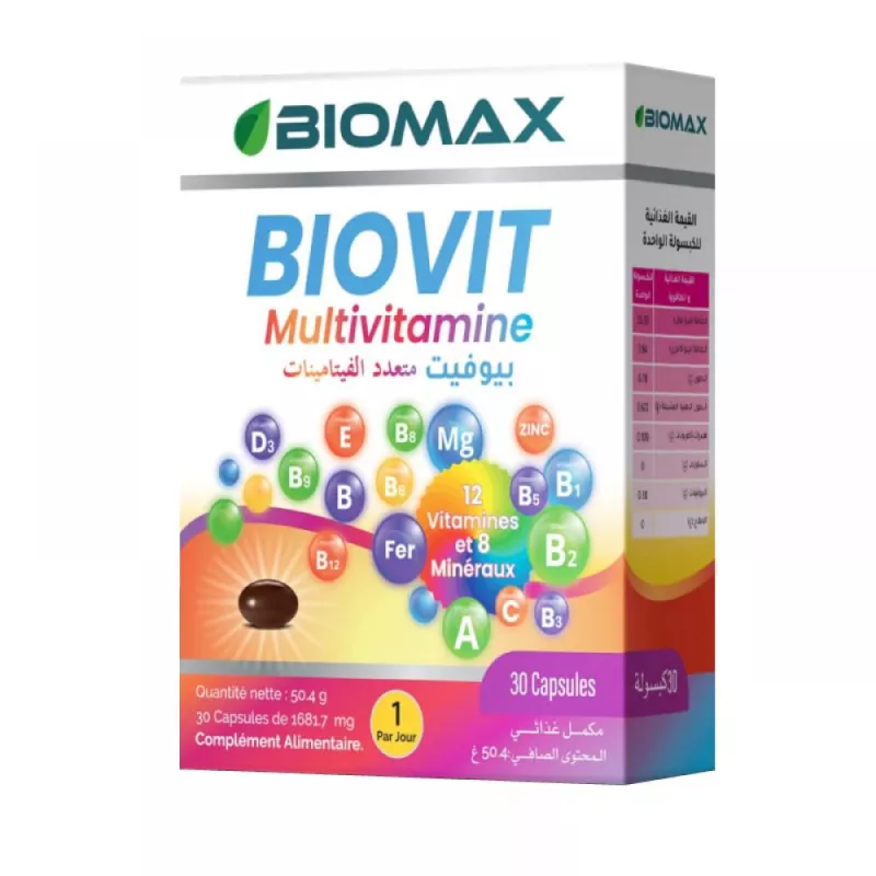 Boîte de complément alimentaire BIOMAX BIOVIT Multivitamines