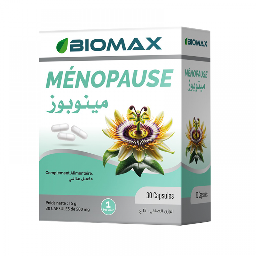 Boîte Biomax Ménopause complément alimentaire bouffées de chaleur et équilibre hormonal