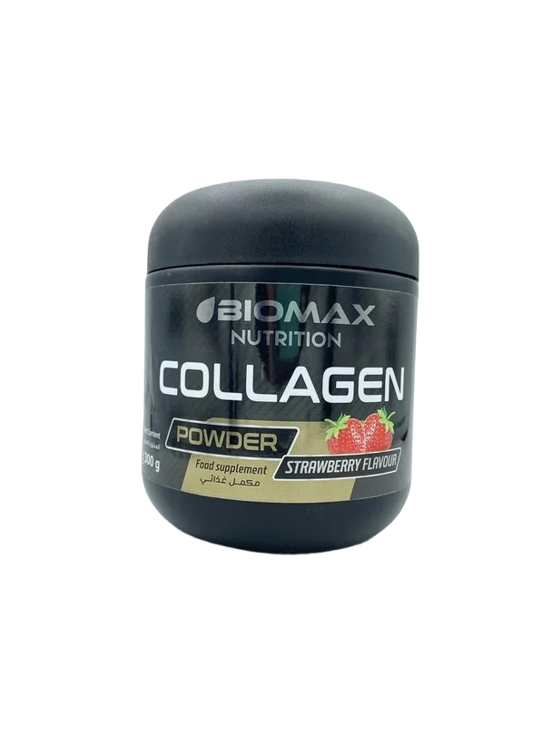 Pot Biomax Nutrition Collagène Poudre saveur Fraise pour peau et articulations