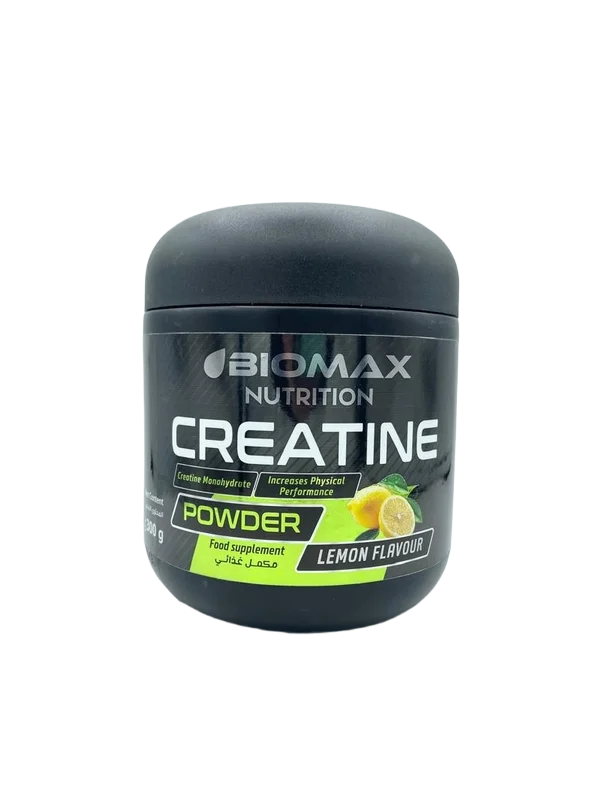 Pot Biomax Nutrition Créatine Monohydrate poudre saveur citron pour musculation