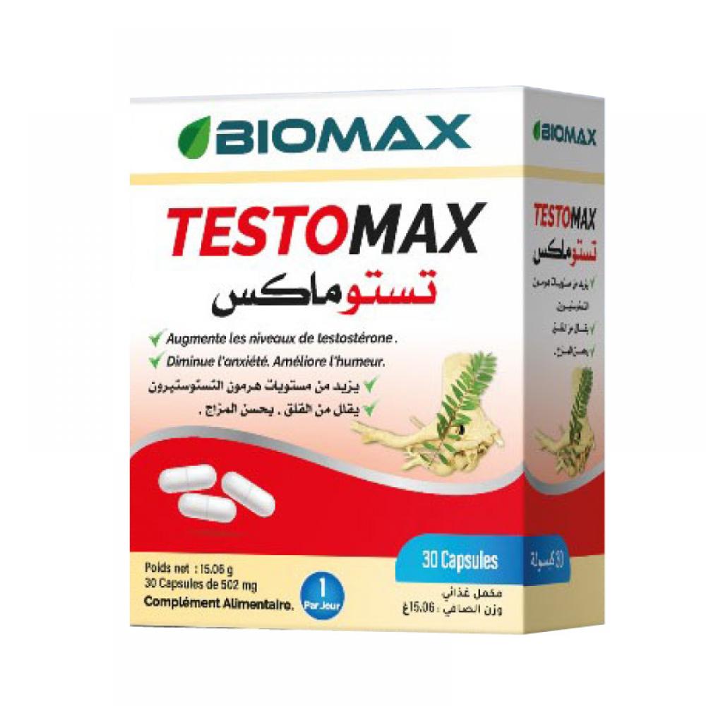 Boîte Biomax Testomax complément alimentaire booster testostérone homme