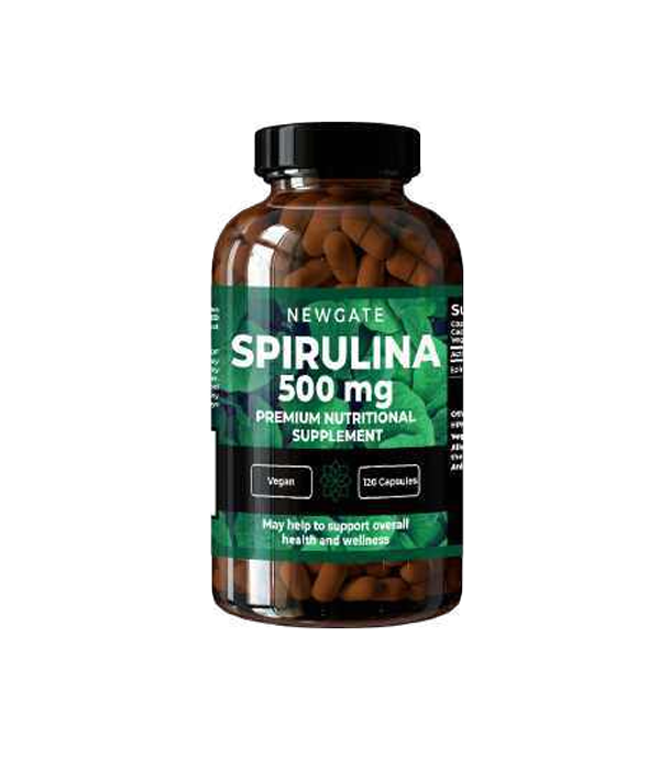 Complément NEWGATE Spirulina – source naturelle d’antioxydants pour immunité et santé cardiovasculaire.