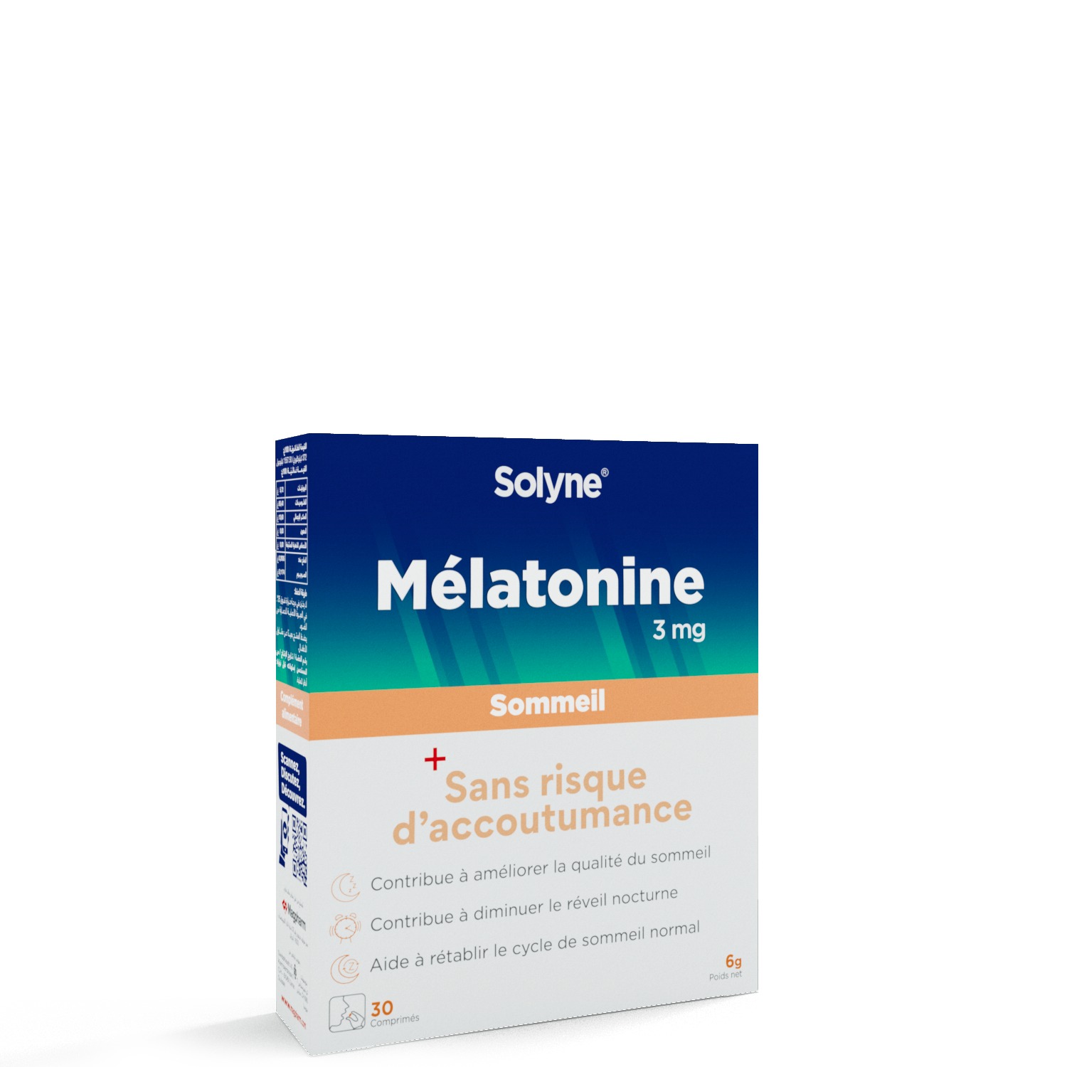 Solyne Mélatonine Comprimés Troubles du sommeil et réveil nocturne 30 comprimés