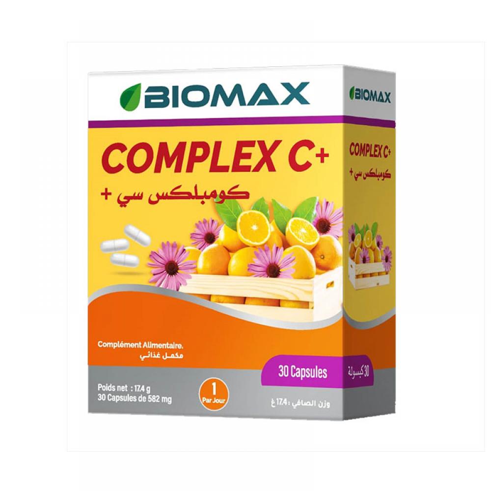 BIOMAX Complex C+, complément alimentaire à base de vitamine C, zinc, sélénium et échinacée, aide à renforcer les défenses immunitaires et à protéger du stress oxydatif – 30 capsules