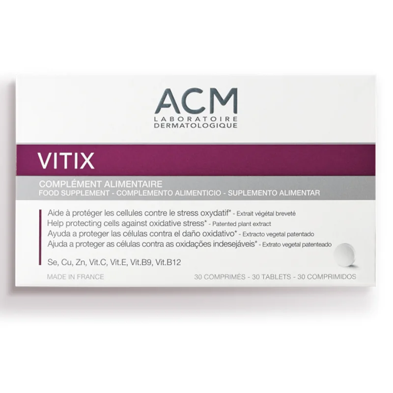 ACM Vitix Complément Alimentaire 30 Comprimés, extrait de melon breveté, vitamines et minéraux pour protéger les cellules du stress oxydatif.