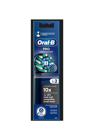 Oral-B Pro Cross Action Brossette pour Brosse à dents élèctriques, Pack de 2 unités