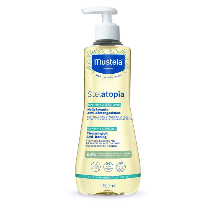Mustela BÉBÉ STELATOPIA - Huile Lavante Peau Atopique, 500ml