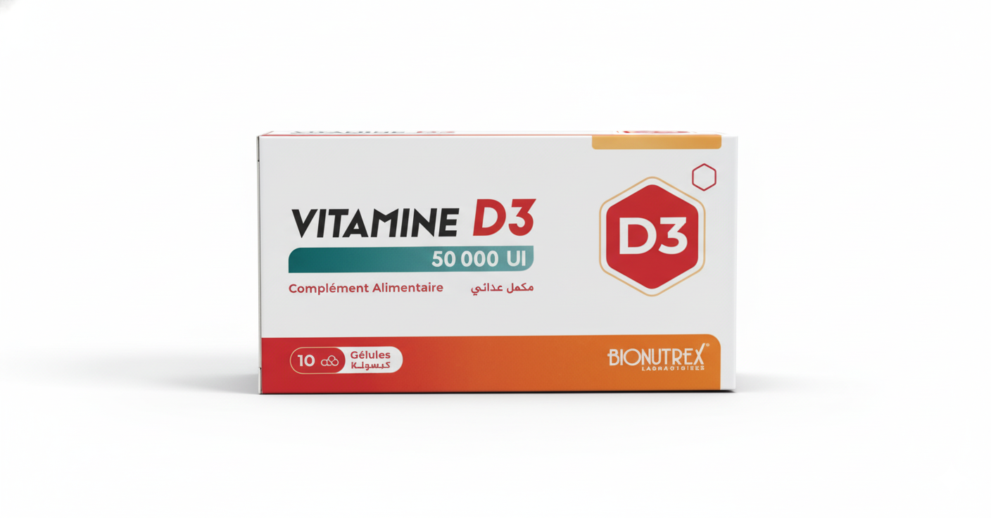 Bionutrex Vitamine D3 50 000 UI – Haut Dosage pour Carences & Capital Osseux – 10 Unités