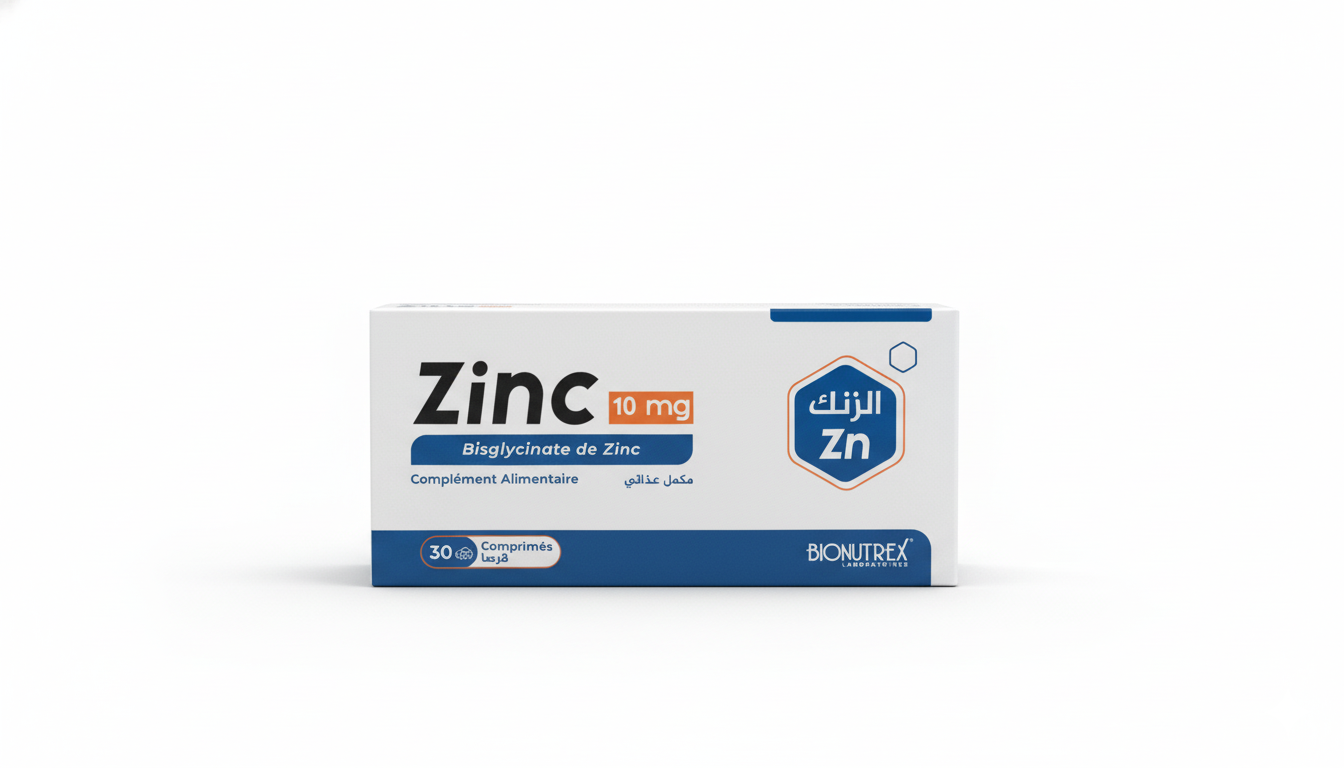 Boîte Bionutrex Zinc 10 mg Bisglycinate Algérie pour immunité et acné