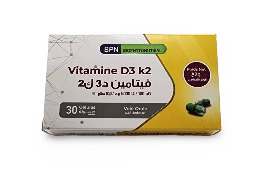 Boîte BPN Vitamine D3 K2 30 gélules santé osseuse et cardiovasculaire