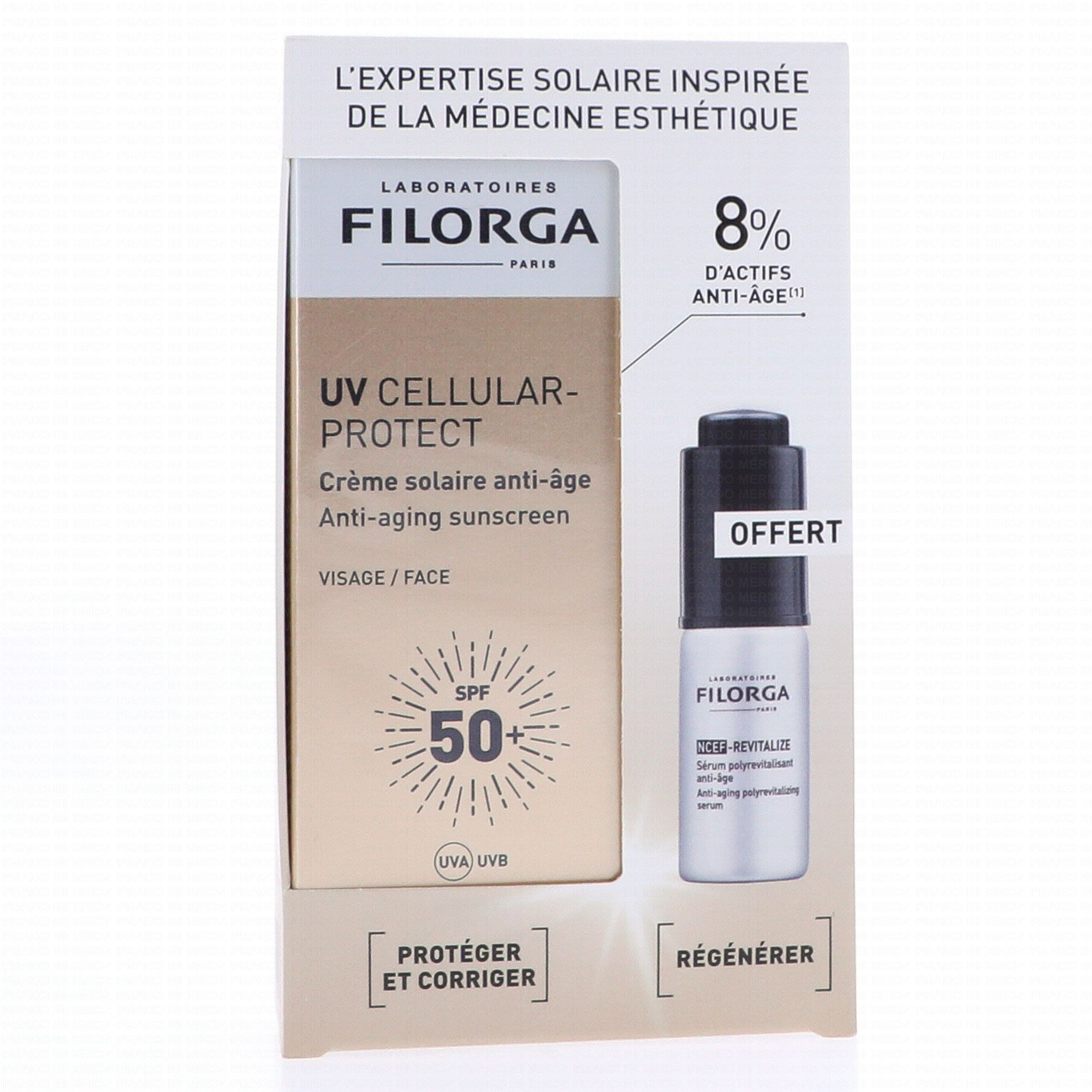 Coffret Filorga UV Cellular-Protect Crème solaire anti-âge SPF50+ et sérum NCEF offer