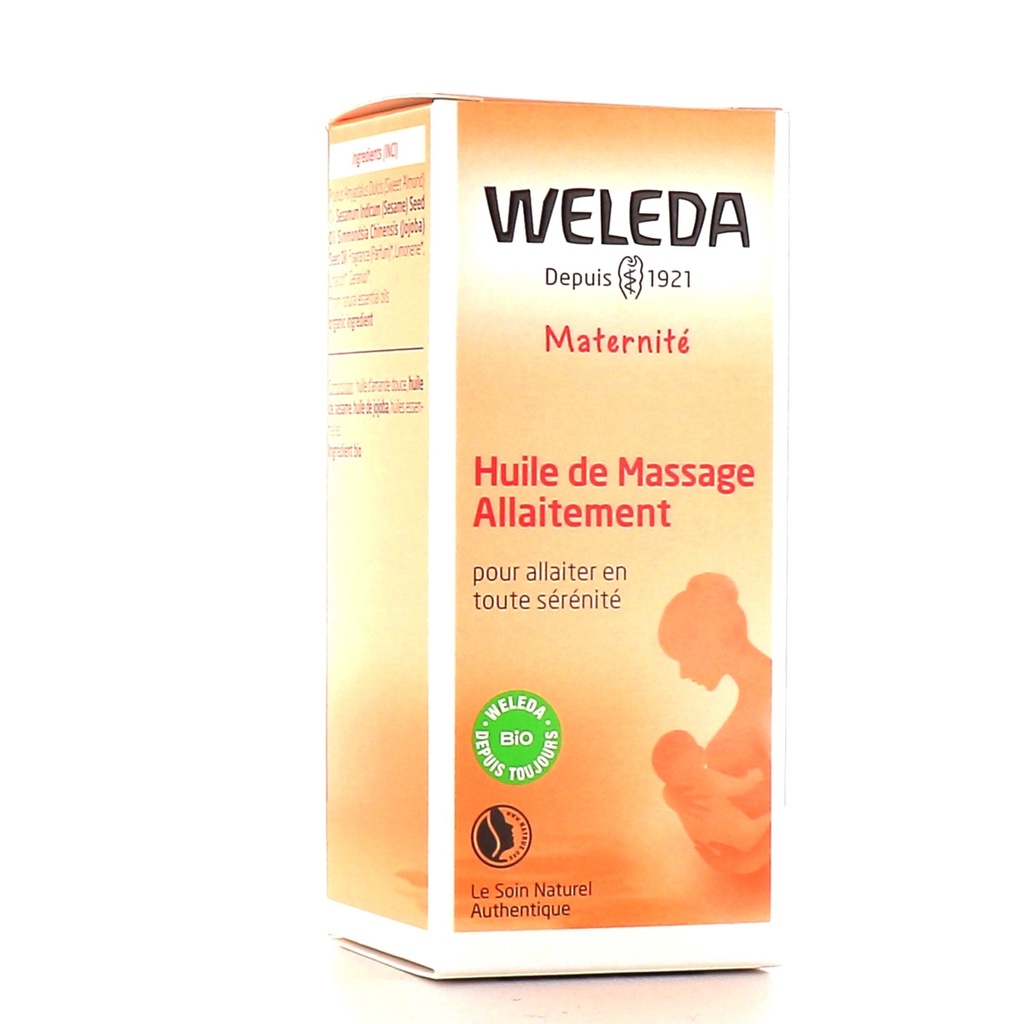 Flacon Huile de Massage Allaitement Weleda pour femmes enceintes et allaitantes