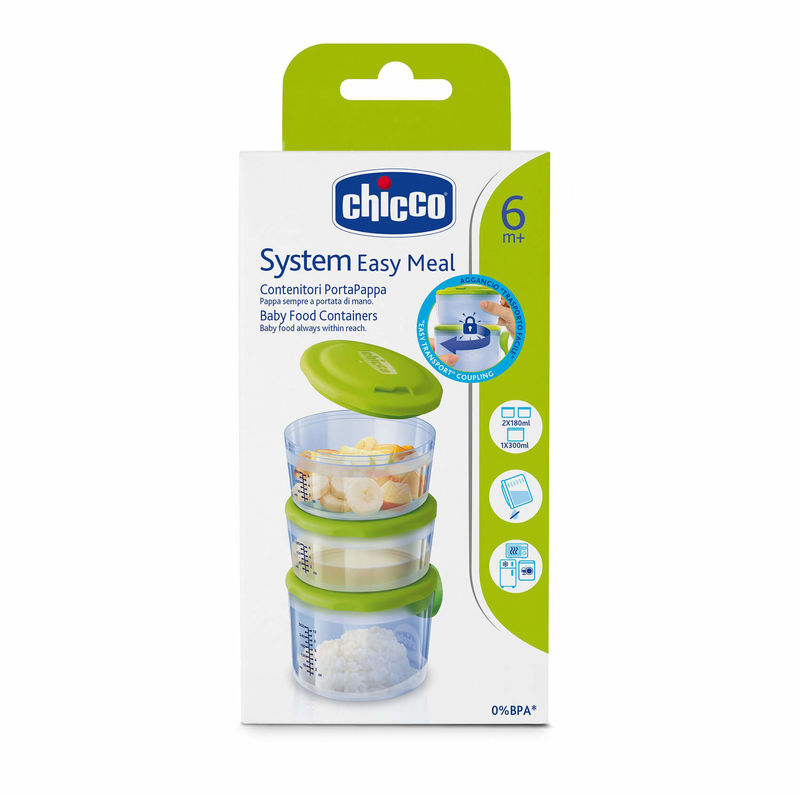 Chicco Boîtes de Conservation Easy Meal 6m+-couleur bleu