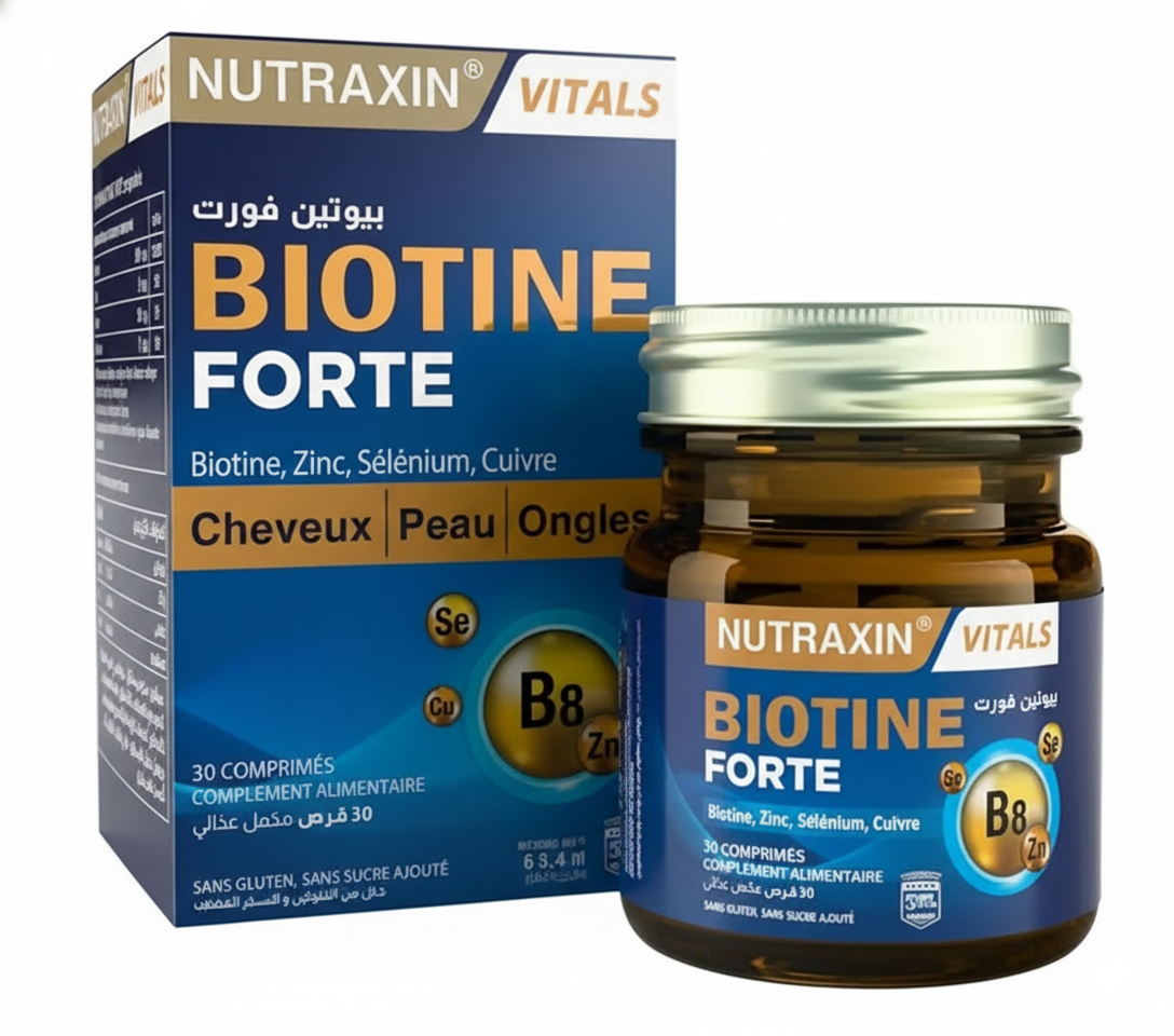 Boîte Nutraxin Biotine Forte Algérie complément alimentaire cheveux et ongles