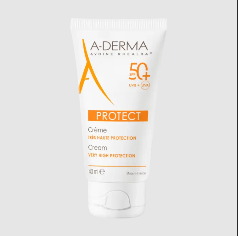 Tube A-Derma Protect Crème solaire SPF50+ pour peau fragile et sèche